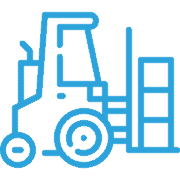 An icon of a forklift, representing the machinery transport services available