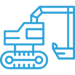 An icon of an excavator, representing Sydney excavator towing and tilt tray hire services.