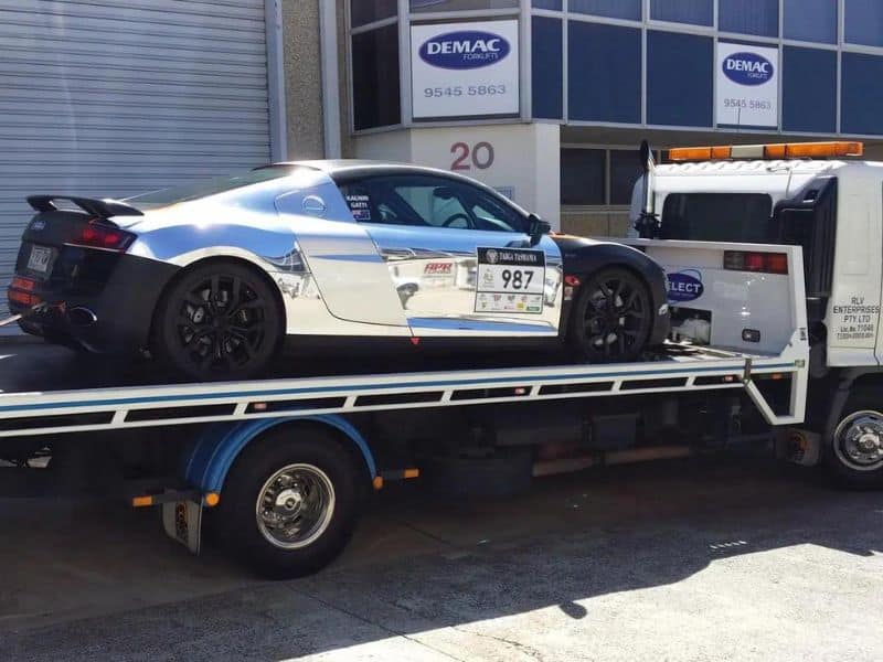 Race car towed and stored