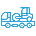 An icon of an industrial equipment being towed, representing Sydney heavy machinery towing and tilt tray hire services. 