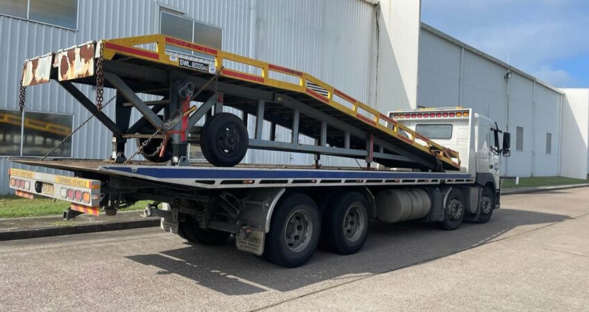 A trailer being towed