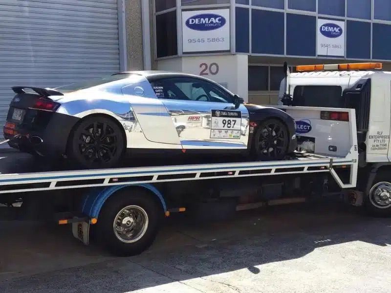 Race car being transported